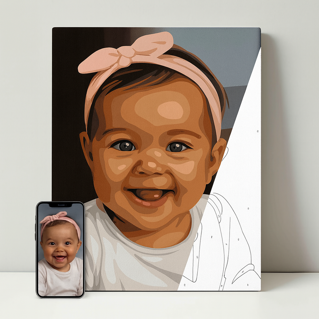 Peinture par numéros personnalisée – Votre selfie en toile